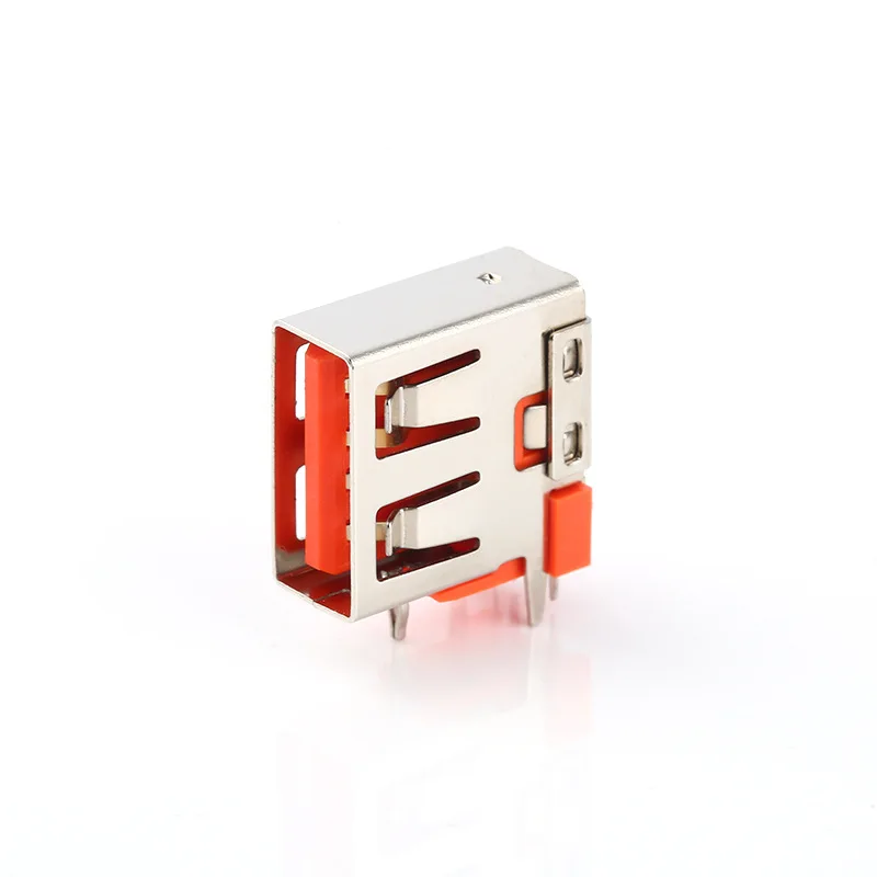 Orange 4pin Side Insert 3A 5A DIP PCB Large Current Data Charge Plug Socket Female USB A Connector 2.0
