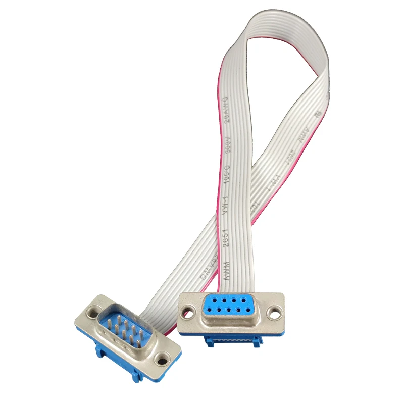 Dsub 9 Pin Db9 Male to Female Connector Custom 2.54mm Idc Female 10 Pin Flat Ribbon Cable Assembly