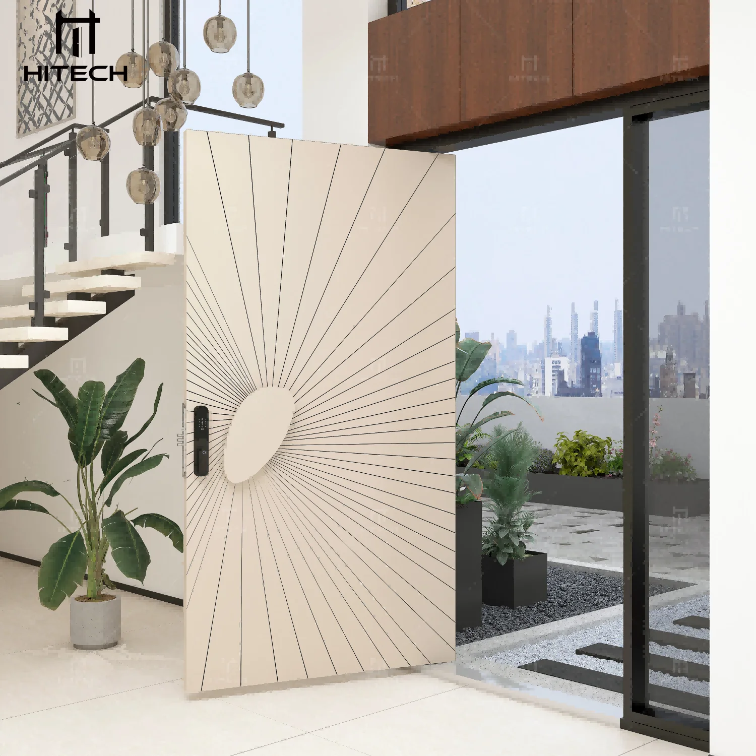 Hitech villa cast aluminum entrance main doors stainless steel front entry doors security exterior outside doors for houses