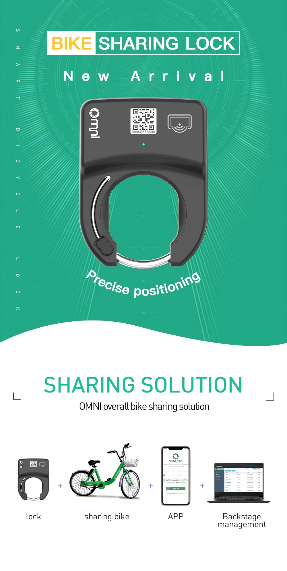 Remote Control Scan Qr Code Unlock OTA Upgrade Bike Lock Blue Tooth Alarm Gps Bike Sharing Bicycle Renting Lock