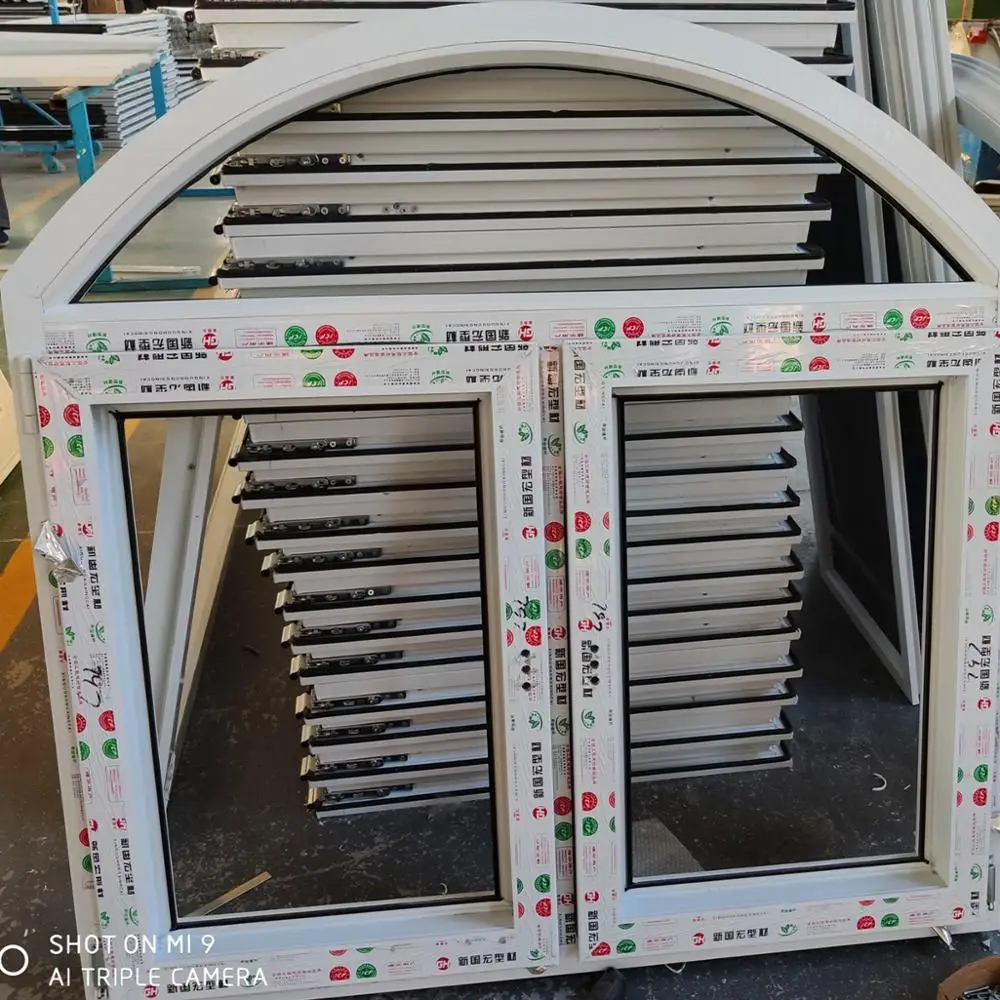 Wholesale high quality casement arch pvc windows with grill design