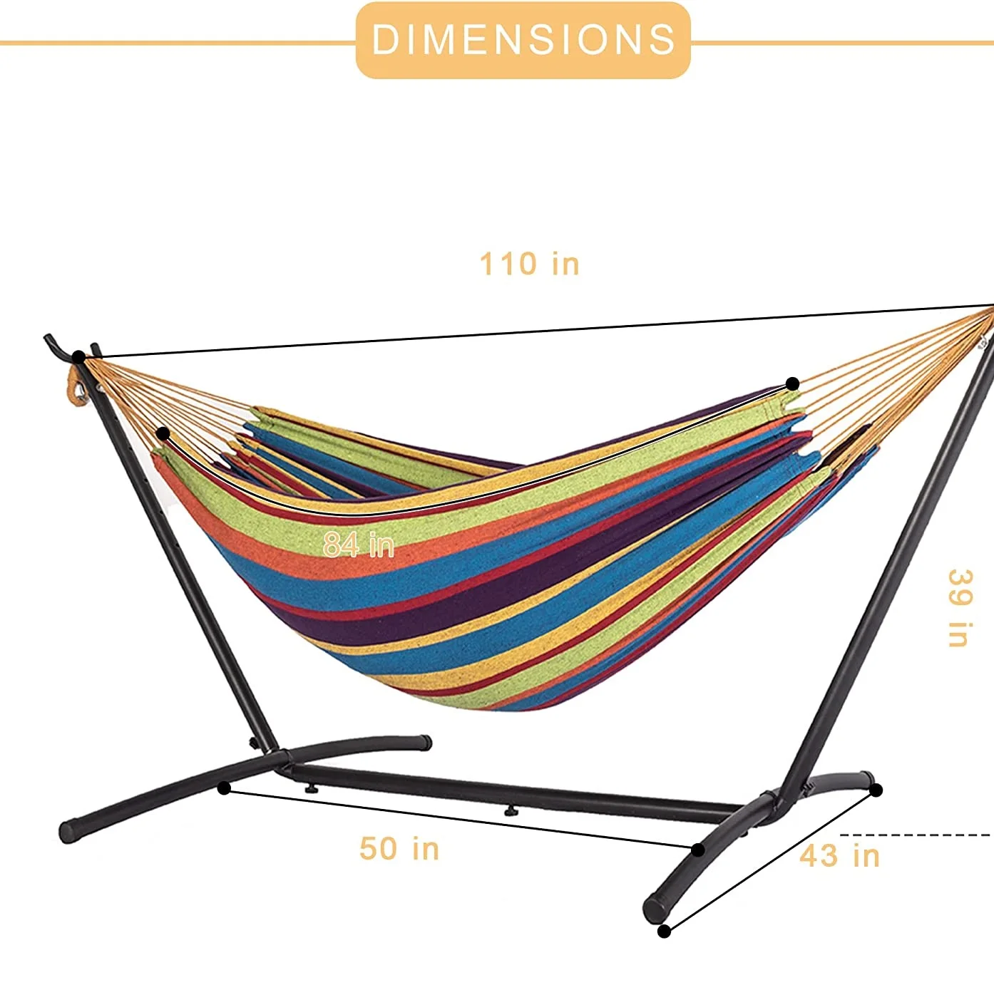 Custom printed portable outdoor hammock rainbow garden travel camping polyester cotton canvas hammock with stand