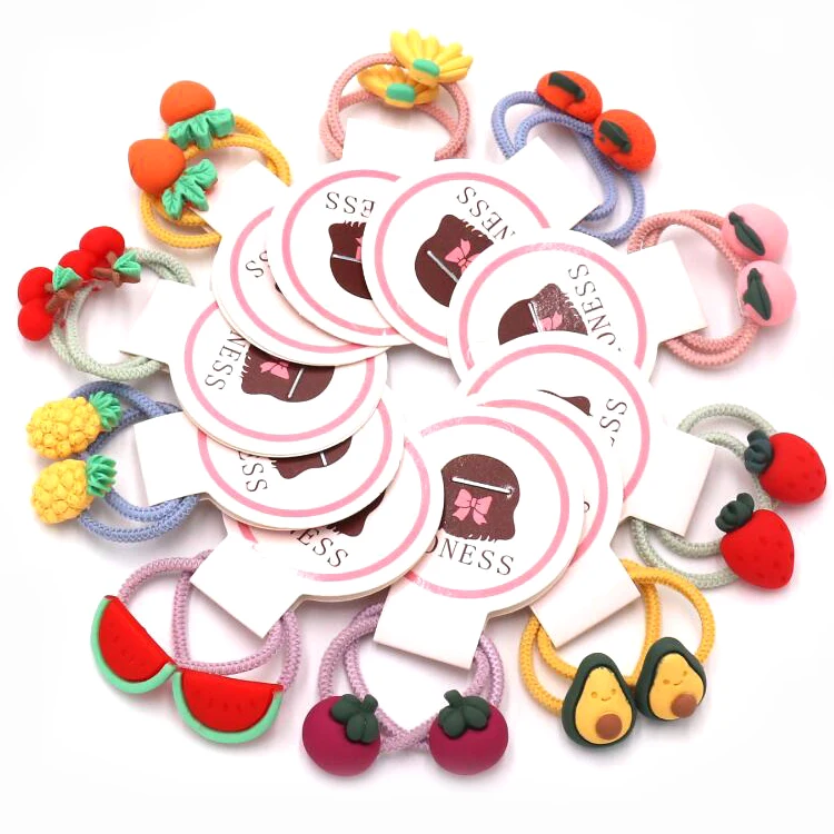 LDD58 резинки для волос с милыми фруктами и растительным узором, эластичная подвеска, резинка для волос для девочек