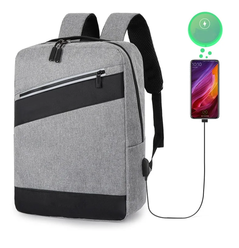 Three Sets of Polyester Backpack Business Laptop Bags Travel Backpack The Same Usb Simple Large Capacity Outdoor Men and Women