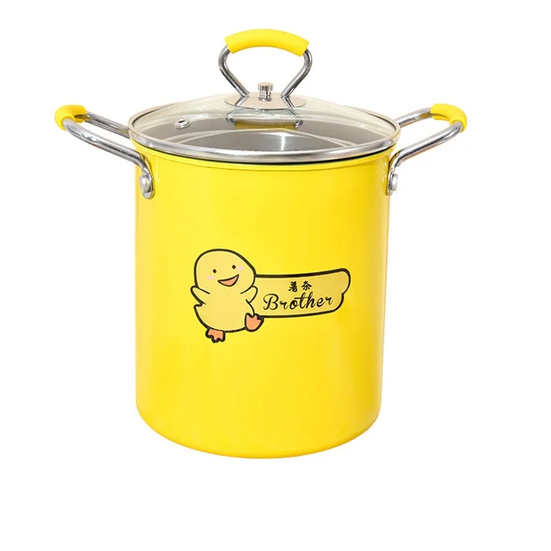 Желтая стальная сковорода, кухонный горшок для спагетти с дренажной корзиной, кухонный горшок для спаржи