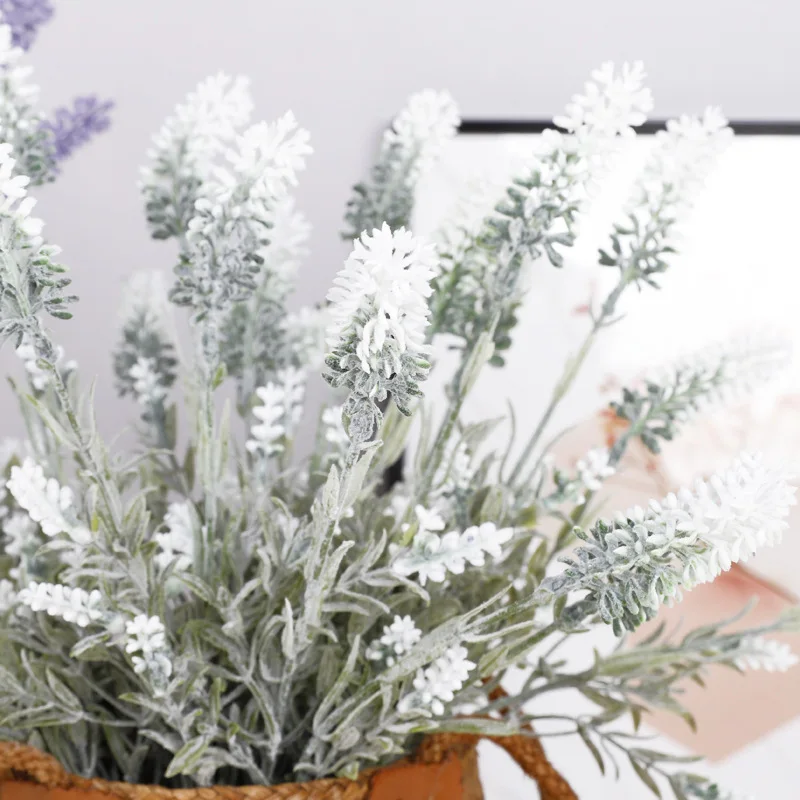 Hot Selling 7Heads Arrangement Decorative Artificial Plastic Lavender Flowers Purple