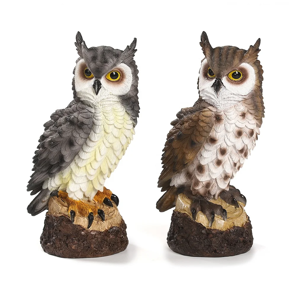 6.6inch Perching Forest Owl Statue Resin Animal Sculpture Decoration Realistic Fake Perching Forest Owl Figurine Garden Gift