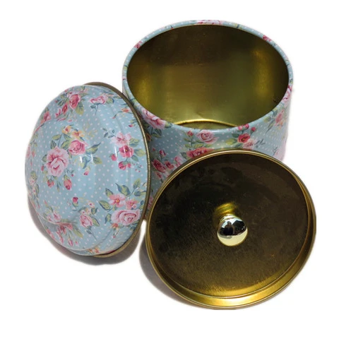 
Round Kitchen Tea Can Jar Storage Holder Sweetmeats Candies Cans Teaware Tea Caddies tin containers storage Can with double lid 