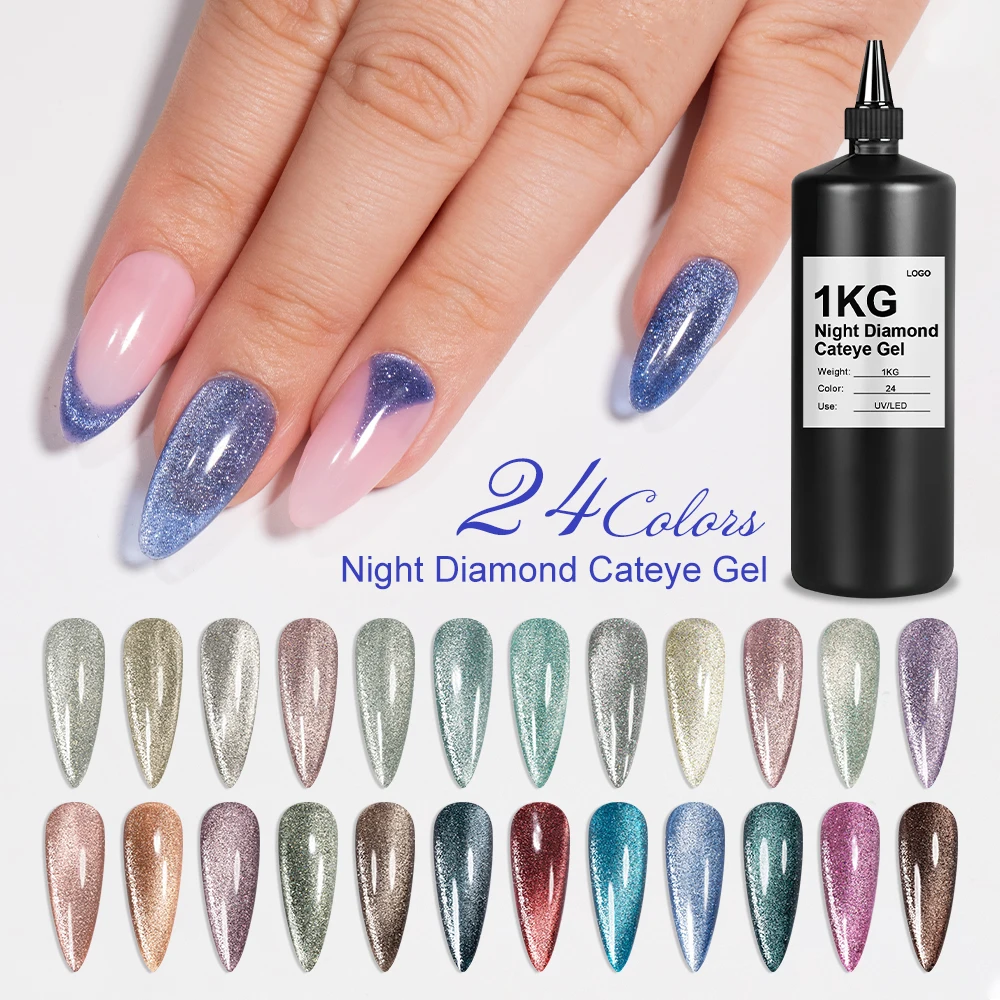1kg Night Diamond Cateye Gel Magnetic Gel Nail Polish Cat Eye Polish Gel Oem Private Label