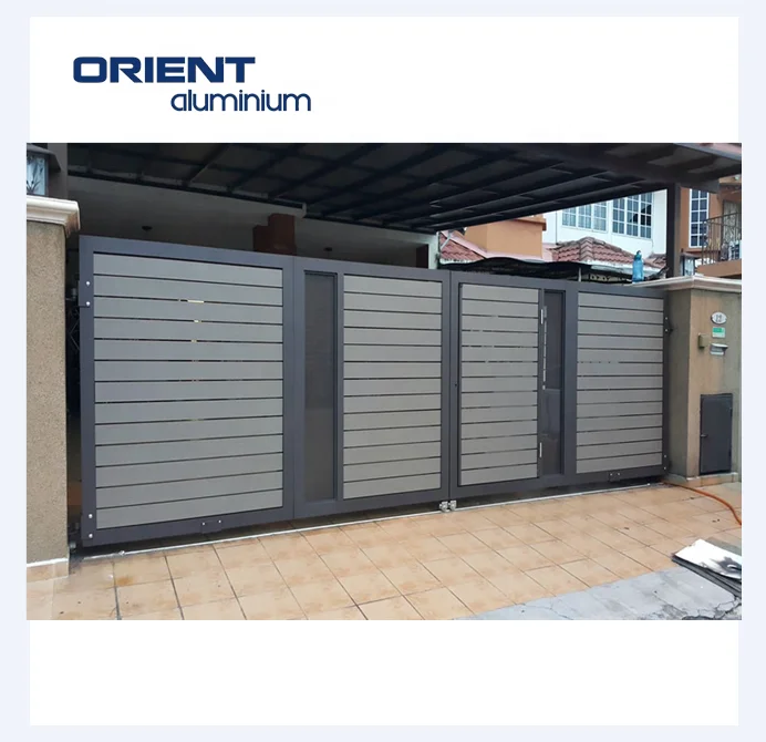 Hot Selling Nice Quality  Automatic Electric Driveway Grey Electric Aluminium Bi Fold Auto Gate