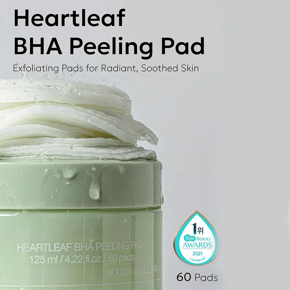 BHA Peeling Pad with Heartleaf Extract Facial Peels Hydrating  Exfoliating Toner Pads For Troubled Skin Breakouts