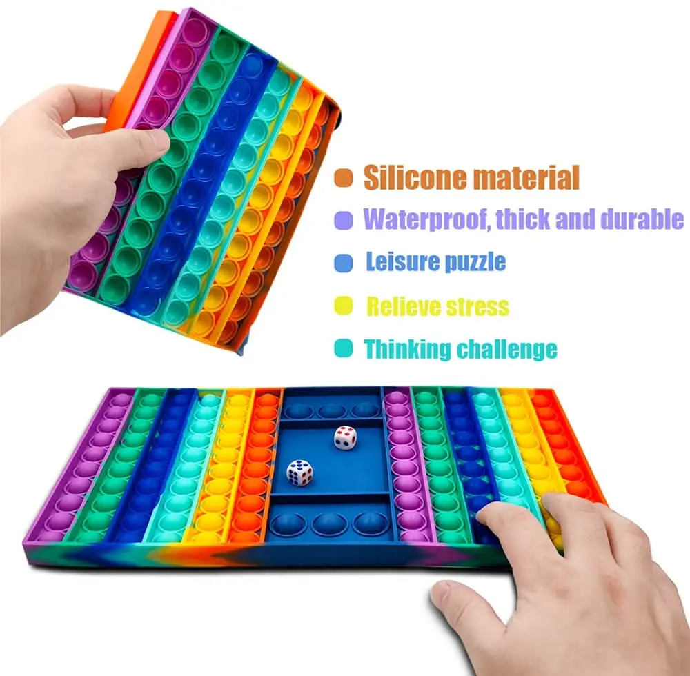 Push bubble Silicone Chess Chessboard Fidget Toy Bubble Sensory Game dice