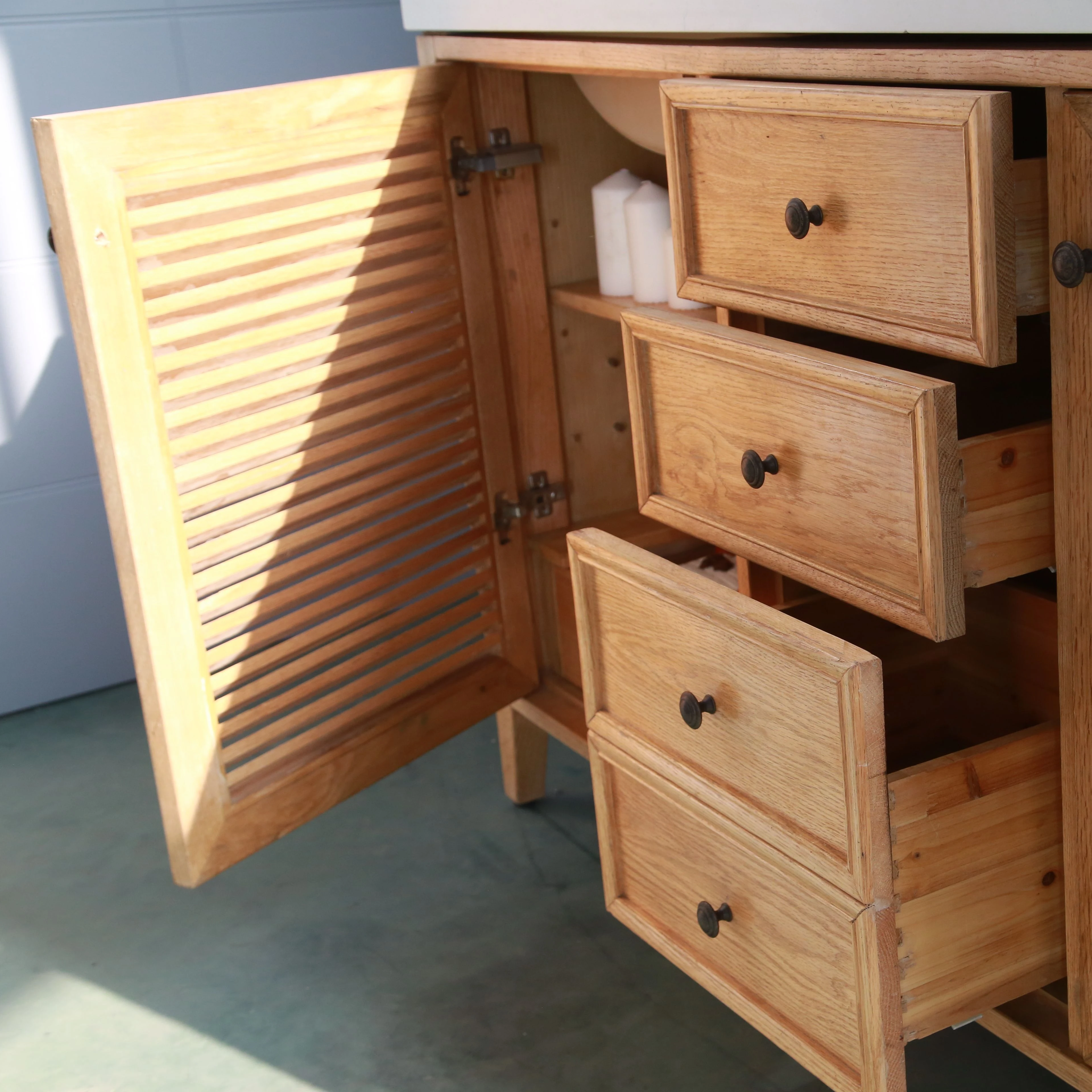 Оптовая продажа по Заводской Цене 60 дюймов Мебель для ванной комнаты с двумя раковинами светло-коричневого цвета