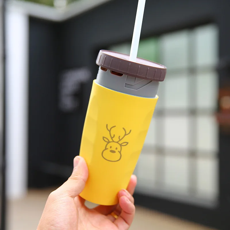 Tiktok Hot Selling  creative  300ml  Lidless Twist water cup women Portable Kids Cup with Straw Twist Lock Lid