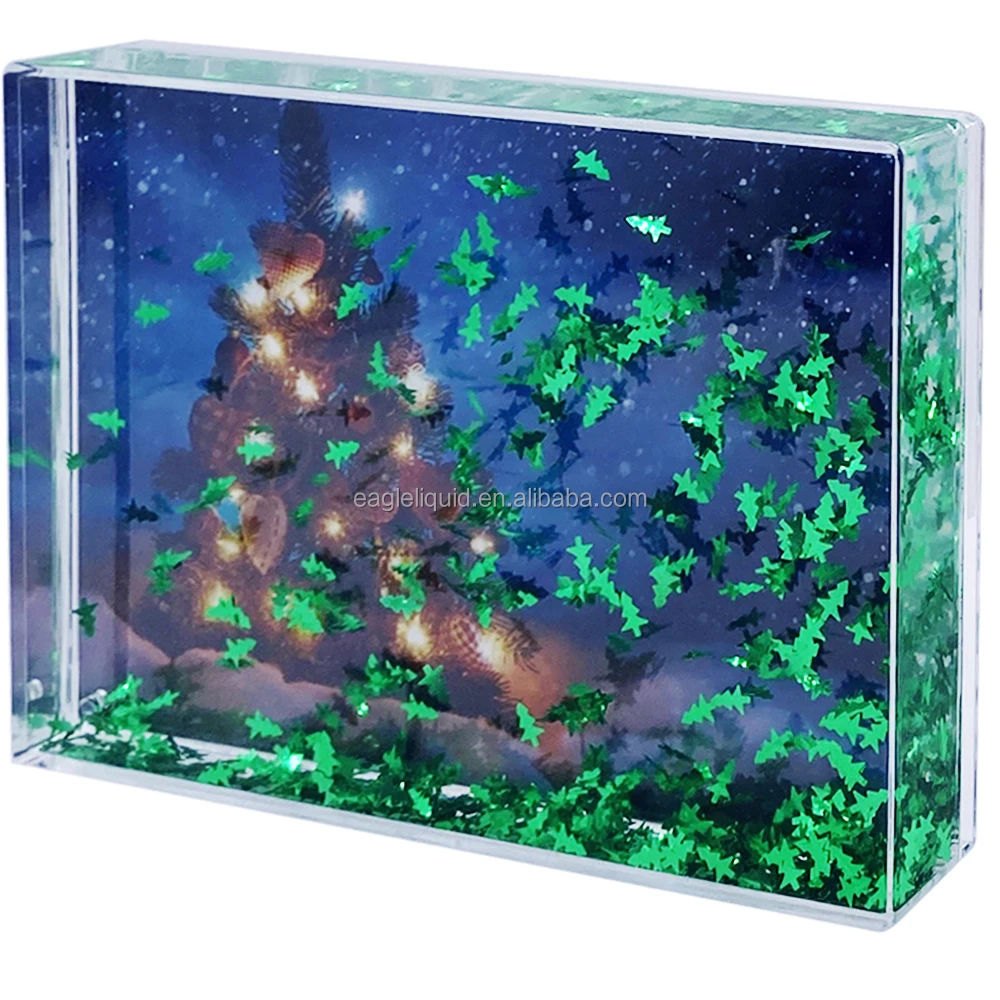 Merry Christmas Moving Sand Art Picture Sandscape In Motion Display Flowing plastic Painting Decorations Novelty photo Frame