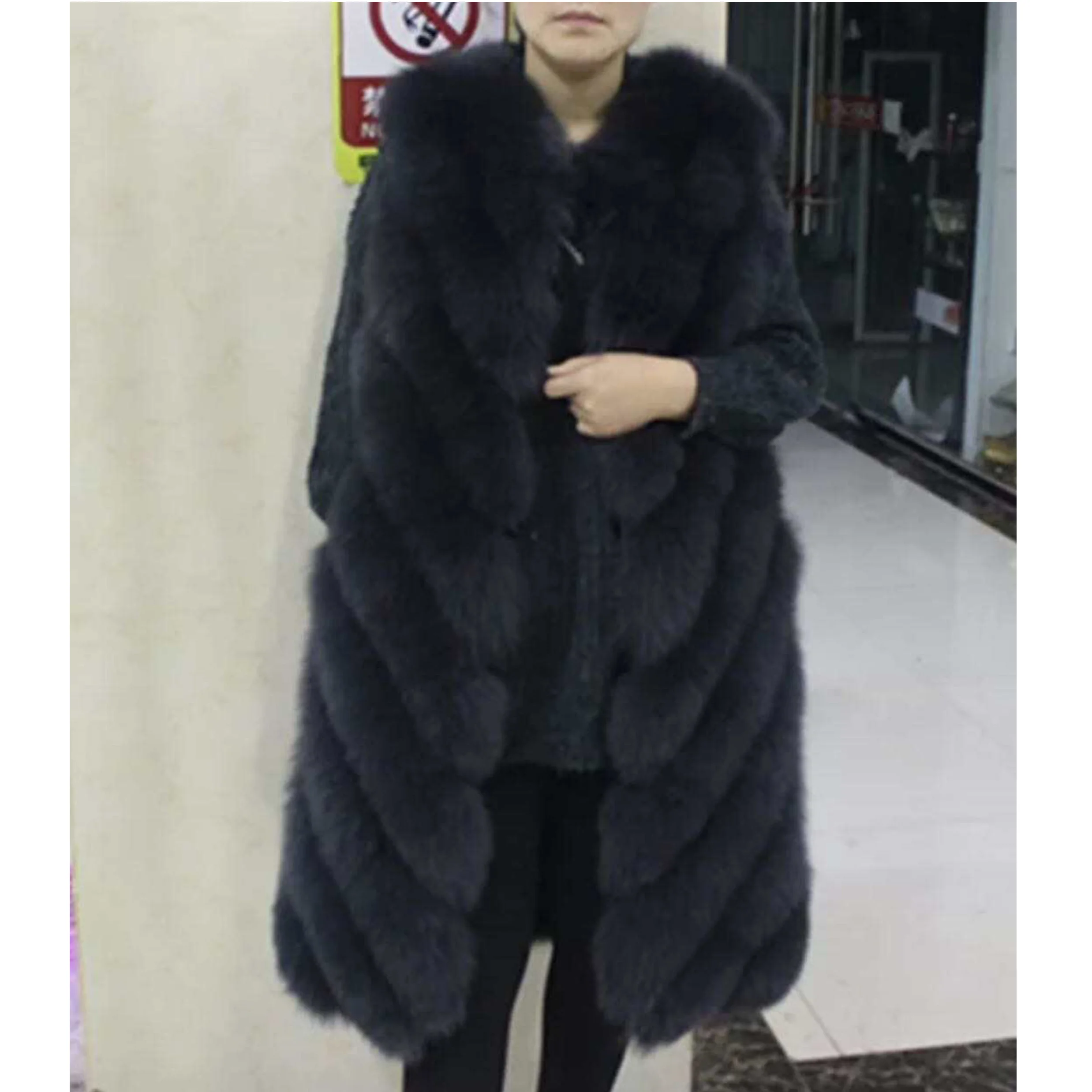 New Arrival Elegant Real Long Fox Fur Gilet 90cm Women Fashion waistcoat Winter Ladies Genuine Fur Vest Large Size