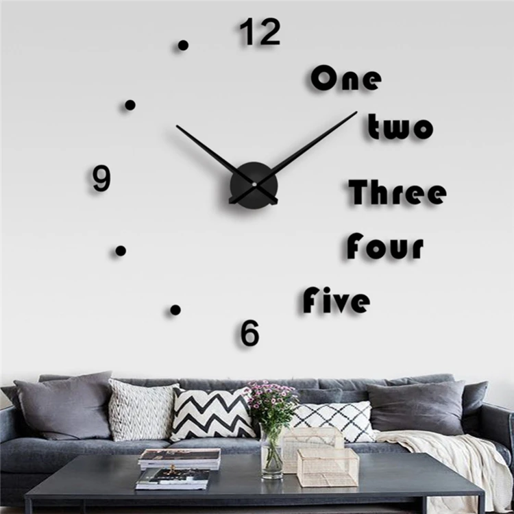 Creative European style simple living room 3D wall sticker Large DIY wall clock