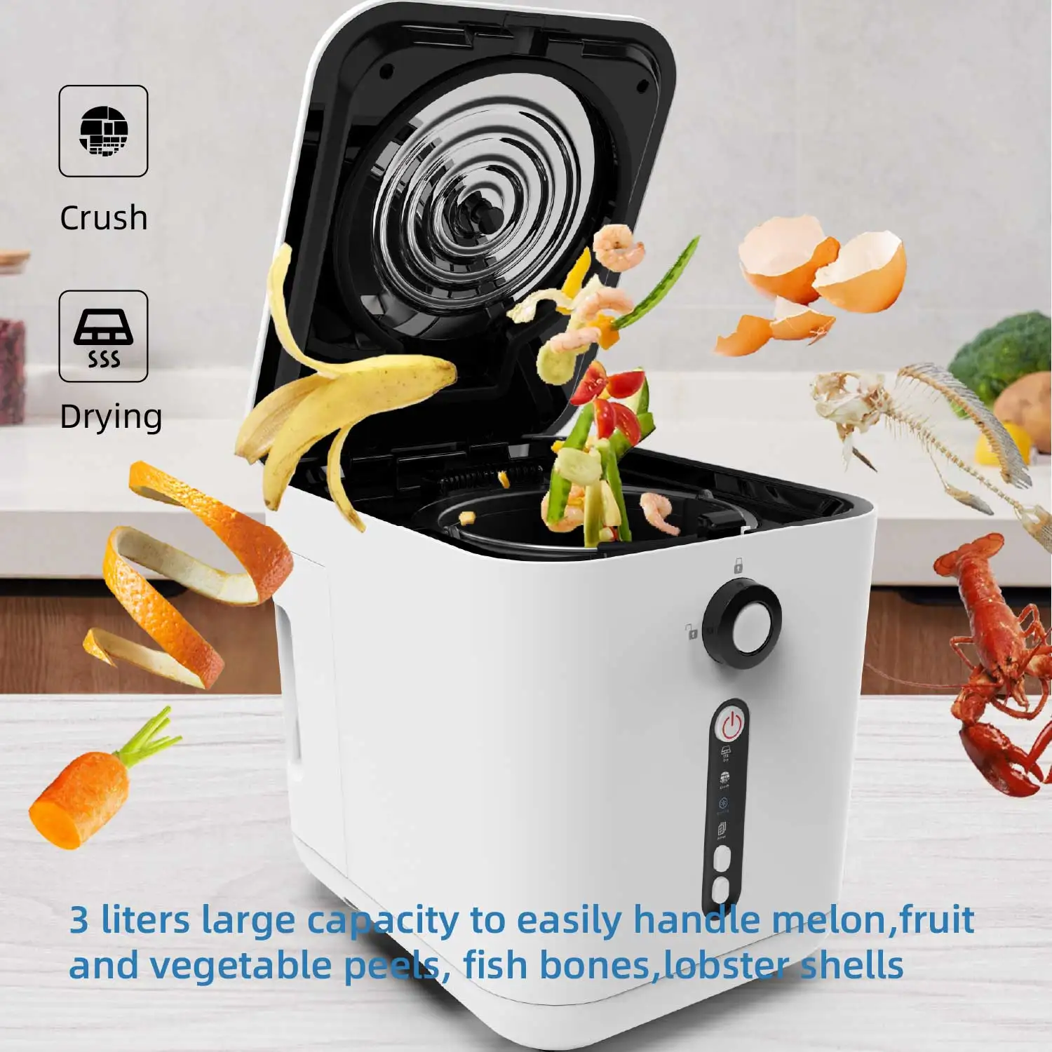 Odor-free Deodorant Garbage Collector Small Processor 11 Electric 12 Stainless Steel 500W