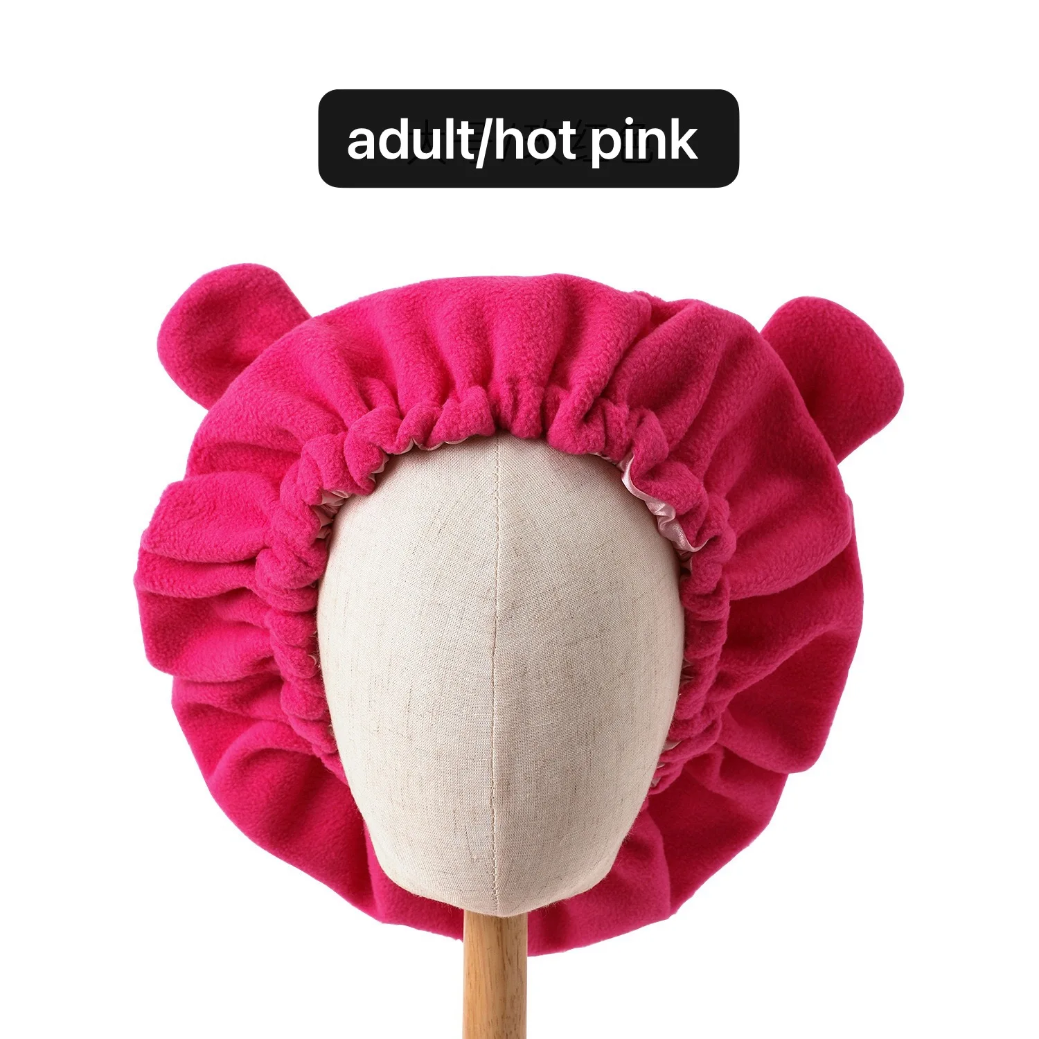 New lovely custom logo double layer winter hat with ears mommy and me hair bonnets hats for winter