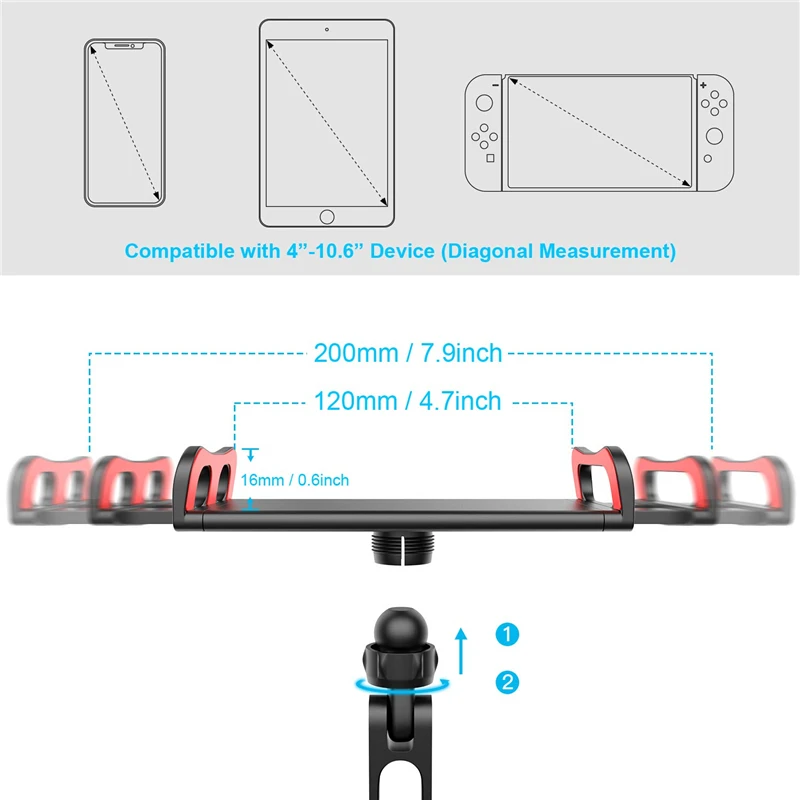 Универсальный вращающийся на 360 градусов регулируемый держатель для заднего сиденья Автомобильный держатель для подголовника планшета подголовника для iPad и мобильного телефона