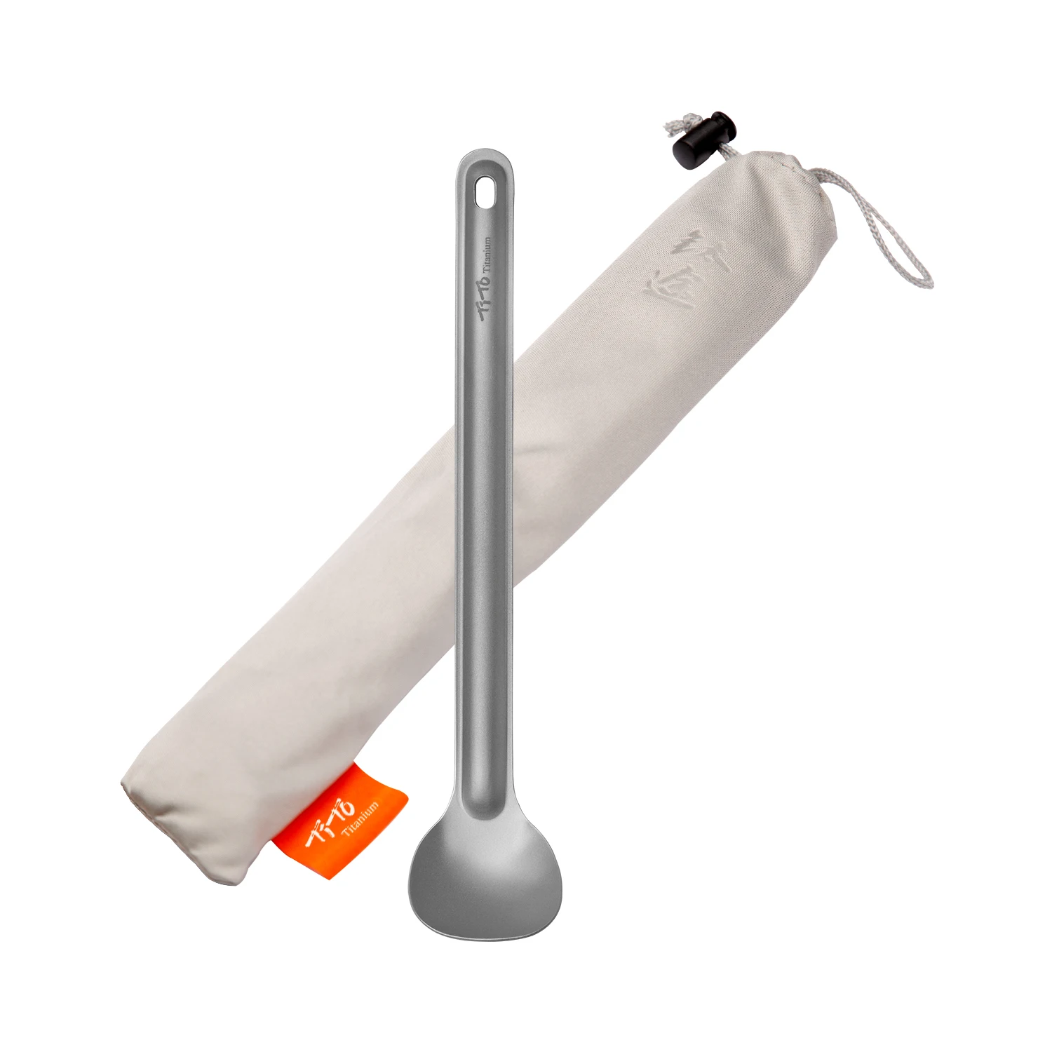 TiTo Manufacture Portable Spoon Titanium Long Handle Camping Tableware for Hiking Travel Cutlery Square Titanium Spoon