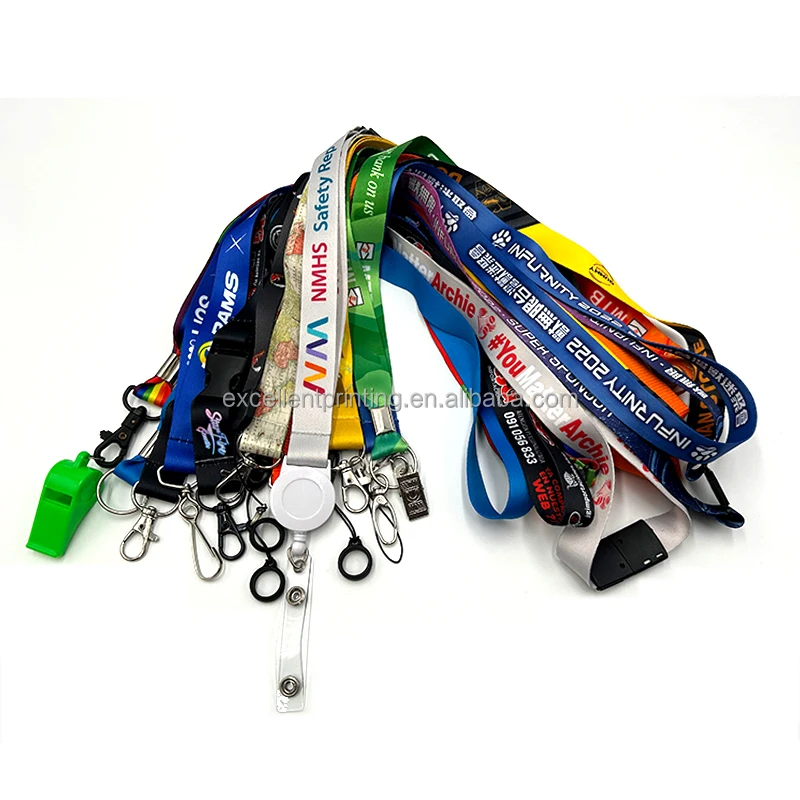 Hot Sale Lanyards with Logo Custom Colorful Polyester Printed Breakaway Lanyard With Heat Transfer Printed Logo
