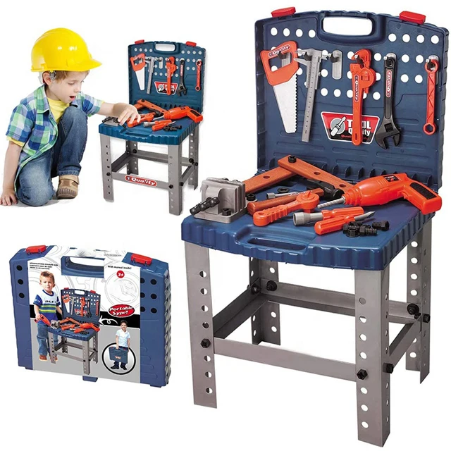 Eco-Friendly Non-Toxic Electric Plastic Toy Tool Set Plastic Tool Kits Box For Kids