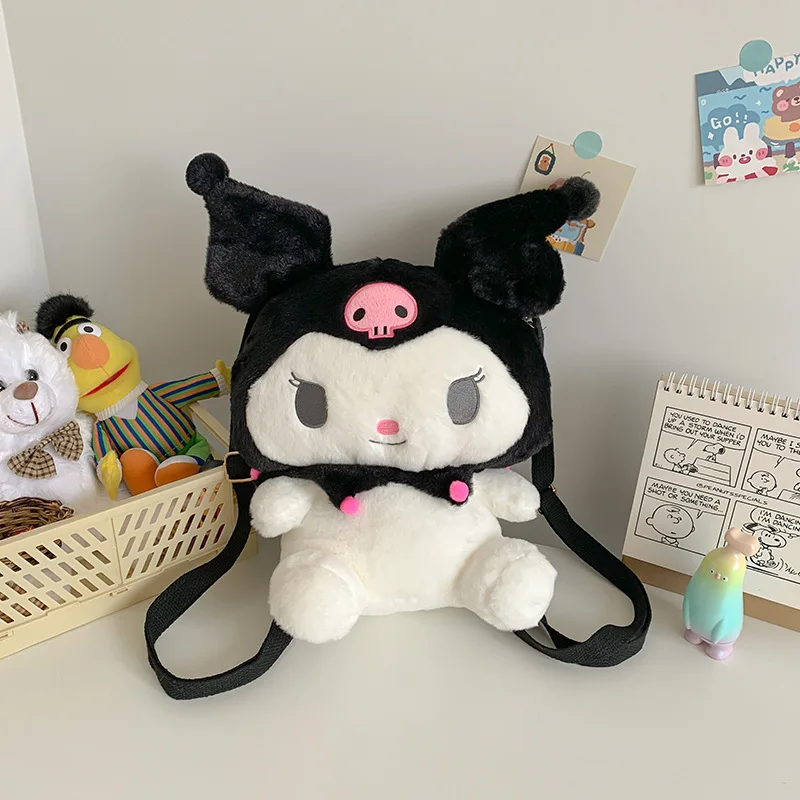 Hot Sale Sanrios Stuffed Kuromi Cinnamoroll Cute Soft Character Plush Doll Bags with PP Cotton Filling My Melody Backpacks
