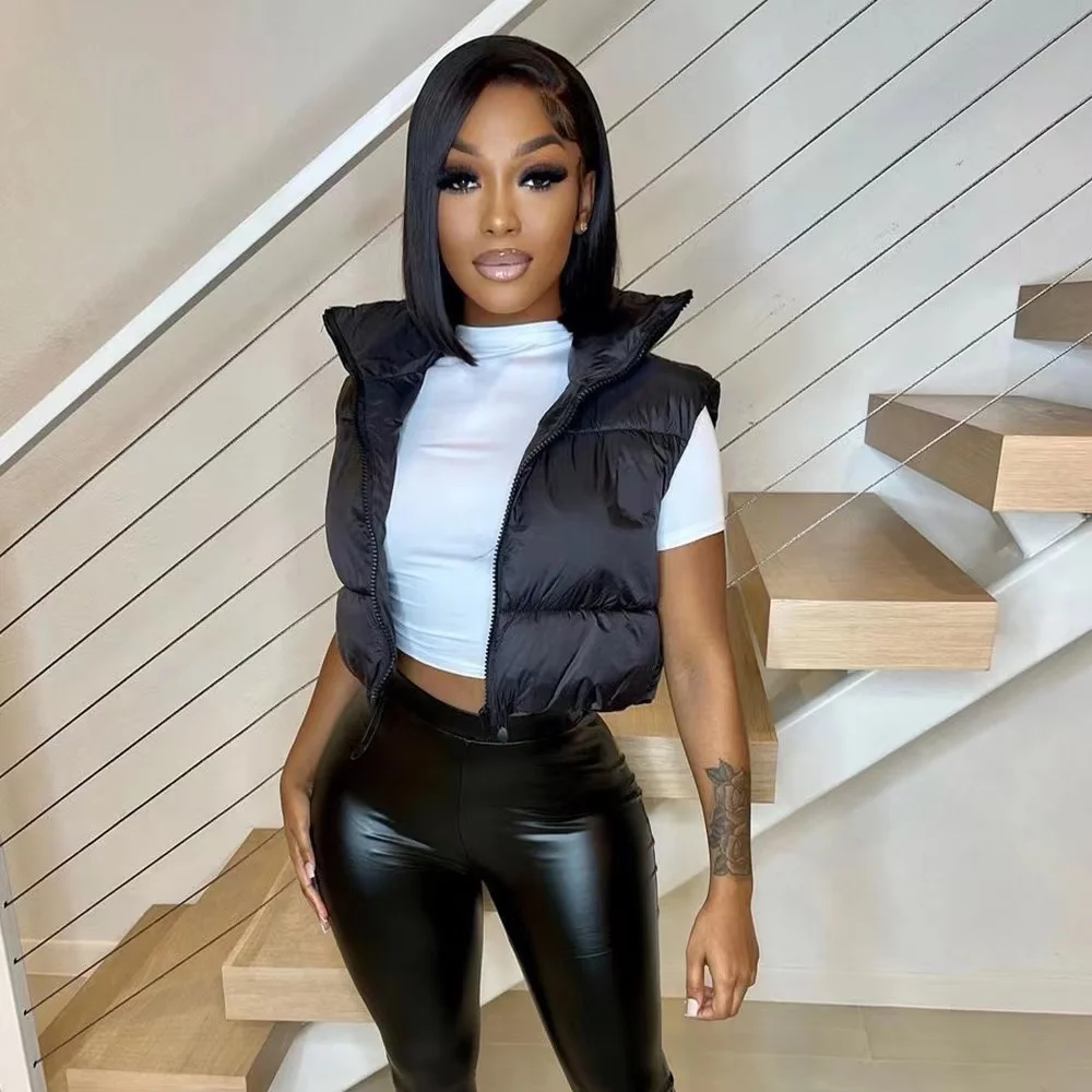 2023 Spring warm tie up sleeveless vest jacket padded jacket puffer jacket