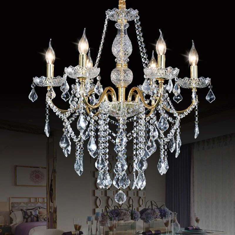 HITECDAD K9 Crystal Chandelier Modern European style Lighting for living room bedroom dinning room elegant decorative lamp