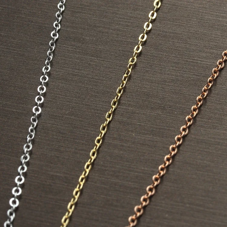 NANA high quality 14k italian gold plated chain,1.5mm brass gold O shape chain,rose gold necklace