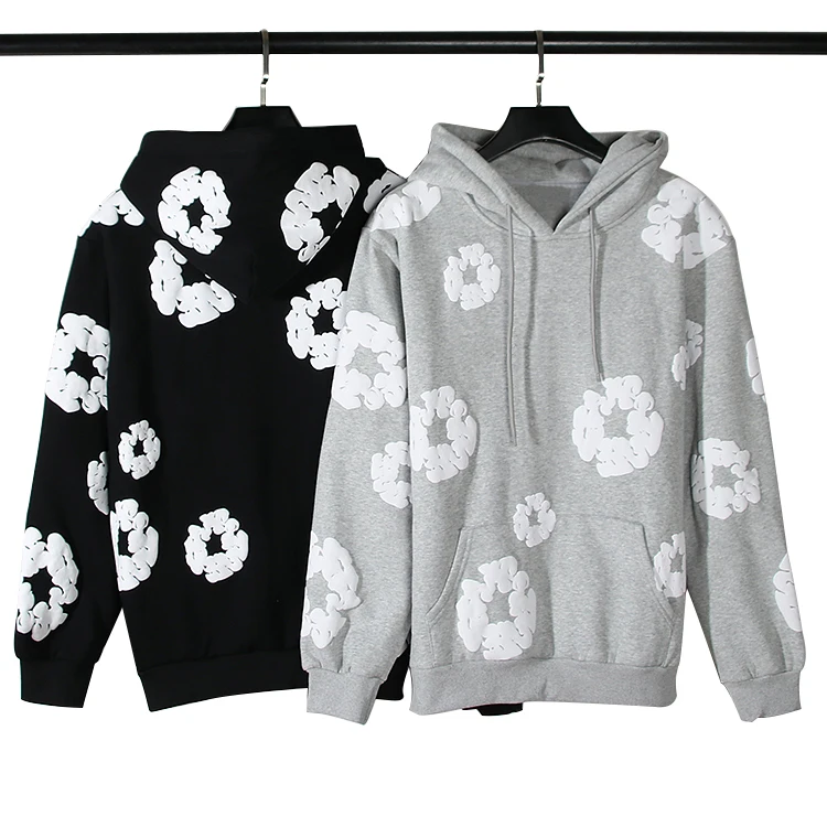 Wholesale Oversized Puff Printing Hoodies Pullover Cotton Unisex Sweatshirts Heavyweight Customized 3d Puff Print Hoodie For Men