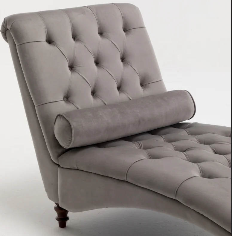 
S shaped chaise lounge velvet fabric wooden legs 