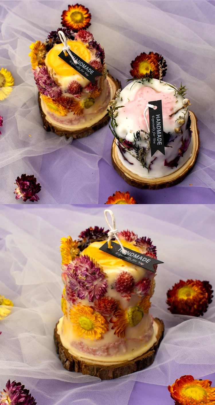 Best selling handmade private label customized soy scented candle with dried flower  inside