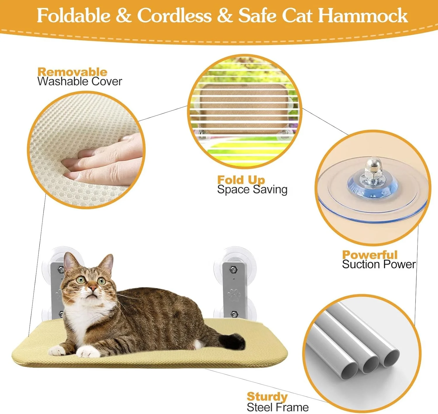 Hot Selling Cat Hammock Window Removable And Washable Cat Hammock Beds Cute Hammock Hanging Beds For Cats
