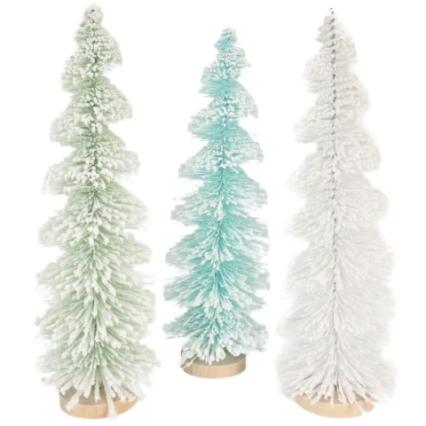 Wholesale PVC Flocking Rotating Tree 13cm Desktop Small Mini Christmas Tree Ornament Desktop Restaurant Small Christmas Tree