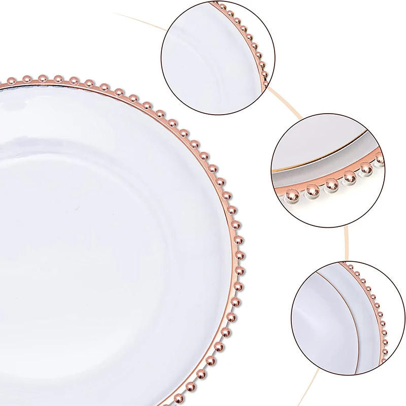 Factory Clssmic  plastic melamine plate clear beading rimmed charger plates wedding for restaurant tableware