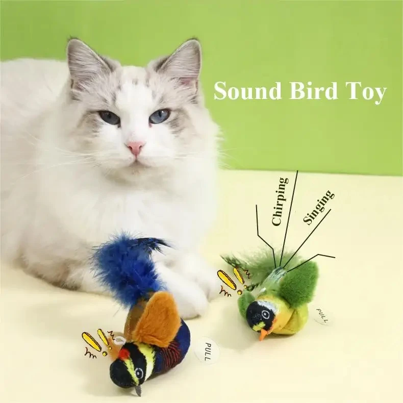 Yoyo New Pet Cats Play Toy Simulated Bird Natural Pet Toys Can Be Paired With Hanging Sound Plush Bird Called Toys For Cats
