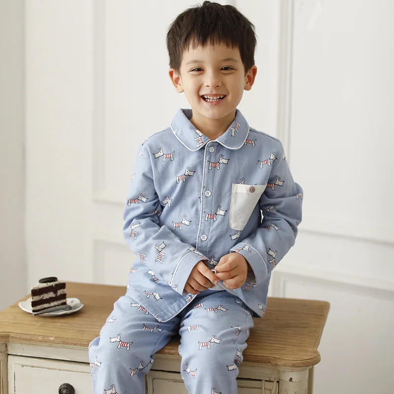 Домашняя одежда, дышащие фланелевые зимние пижамы из органического хлопка, детские зимние пижамы с длинным рукавом, комплект хлопковых пижам