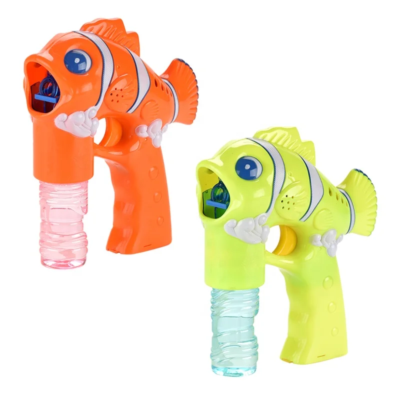 Outdoor Game Bubble Maker Machine Clown Fish Soap Bubble Machine Bubble Gun with Light Music
