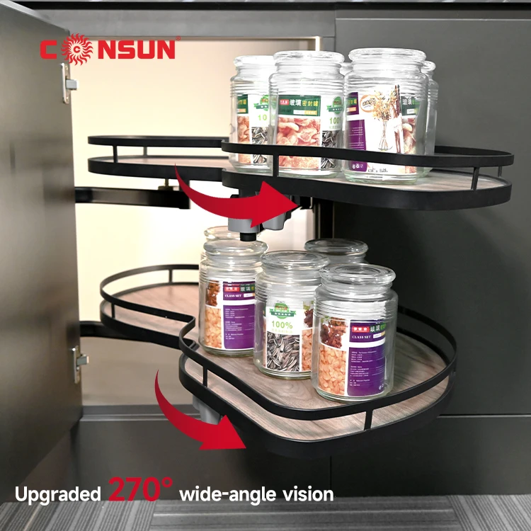 Cabinet Accessories drawer shelf revolving saucer S Corner kitchen storage cabinet revolving basket