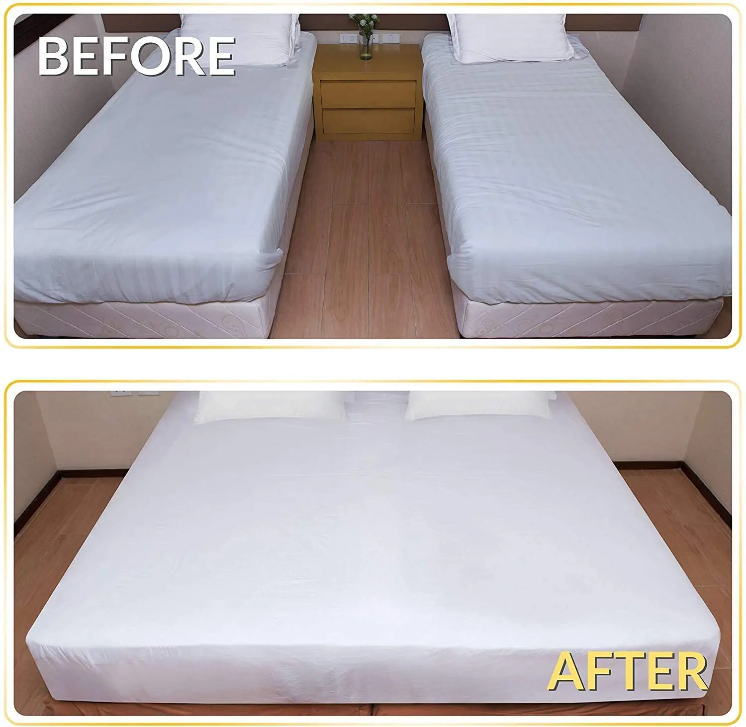 Bed Bridge Twin to King Converter Kit,Twin Bed Connector King Maker - Mattress Extender/Joiner,Split King Bed Connector