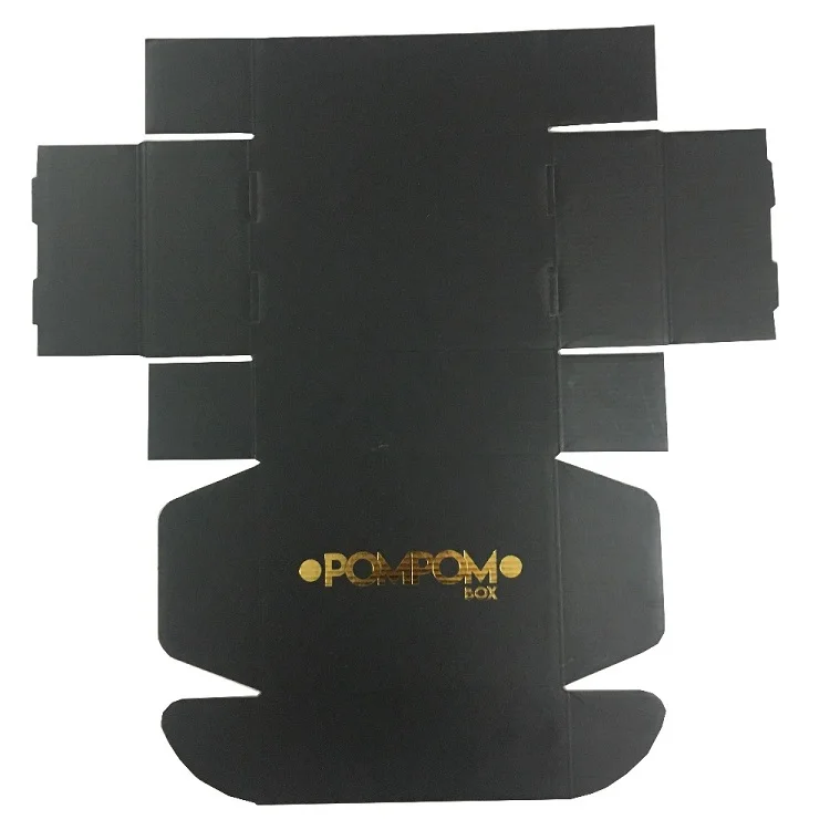 Gold foil logo Corrugated Recycle cardboard Paper Black Mailer box Shipping Boxes with custom printing