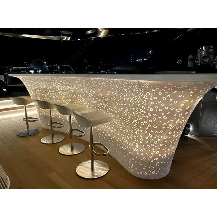 LED Translucent Stone Lobby Counter Hotel Modern Counter Desk Reception