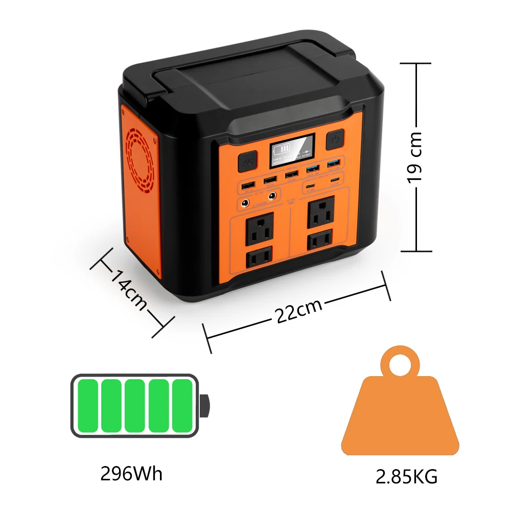 Solor Generator Portable Power Station 300w 296wh Energy Storage Portable Station Power Bank for Camping