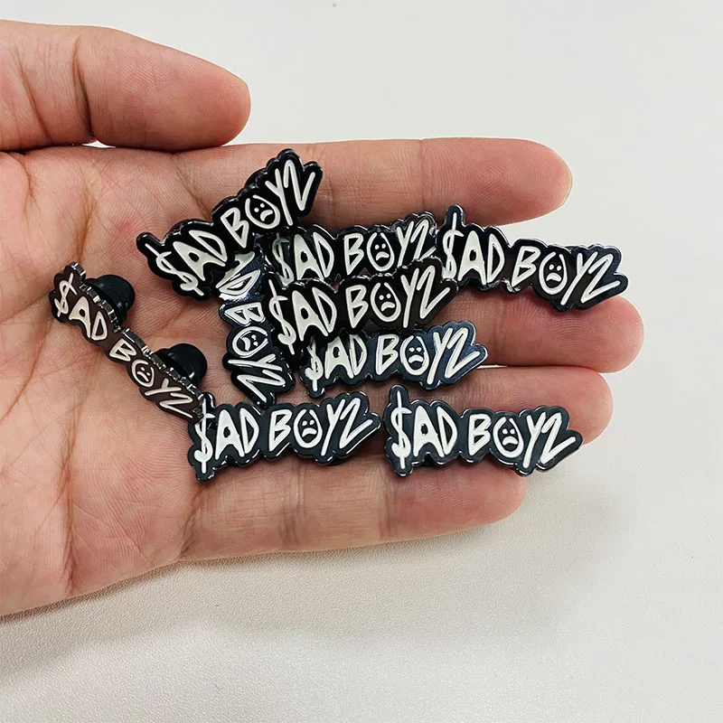 wholesale Sad Boy Luminous Glow in the Dark Hat cap Pins Custom Hard Soft Enamel Lapel Pins