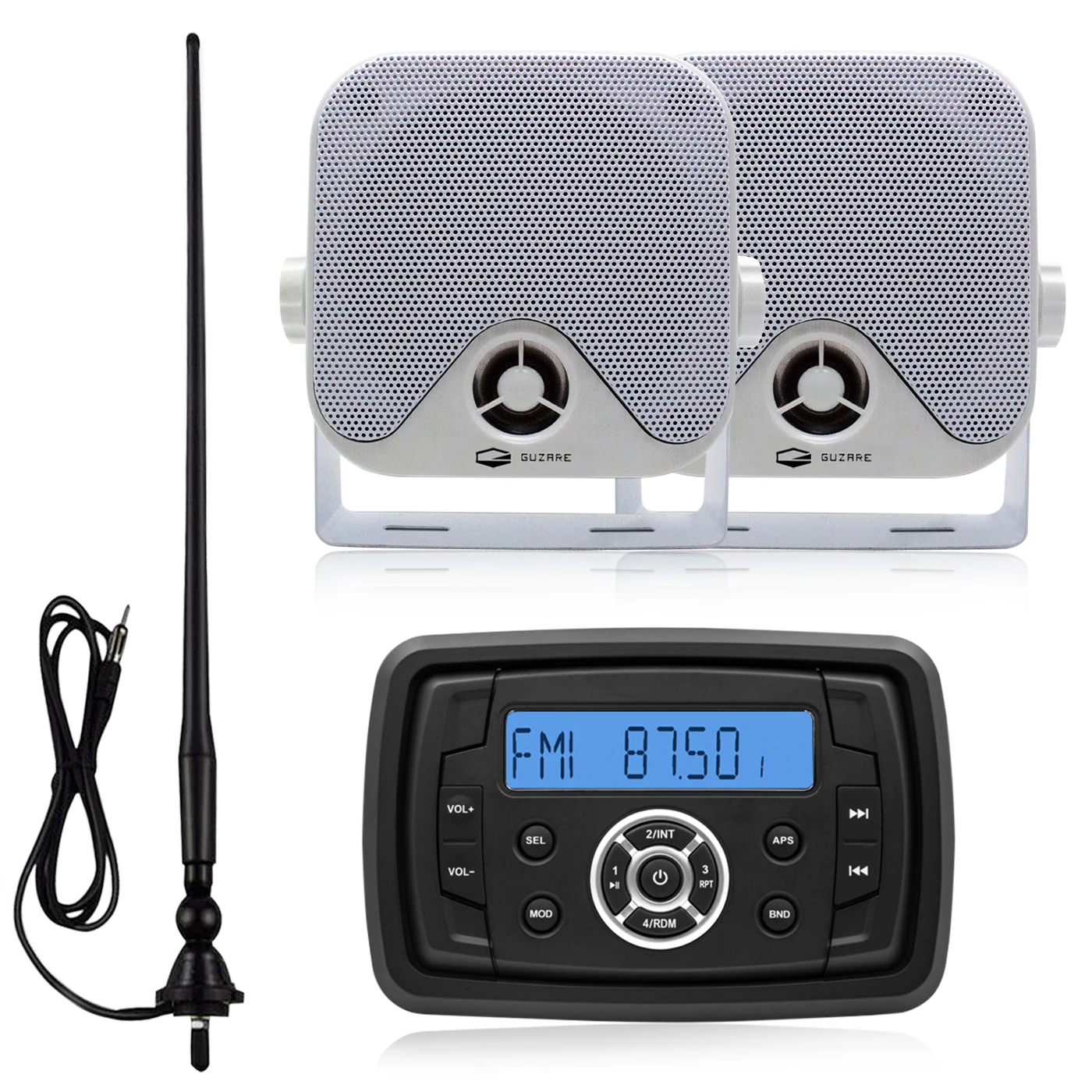 
Waterproof Marine Radio Bluetooth Stereo Digital Media Audio Player+ 4 inch Marine Speakers +FM AM Antenna For ATV UTV Golf Boat 