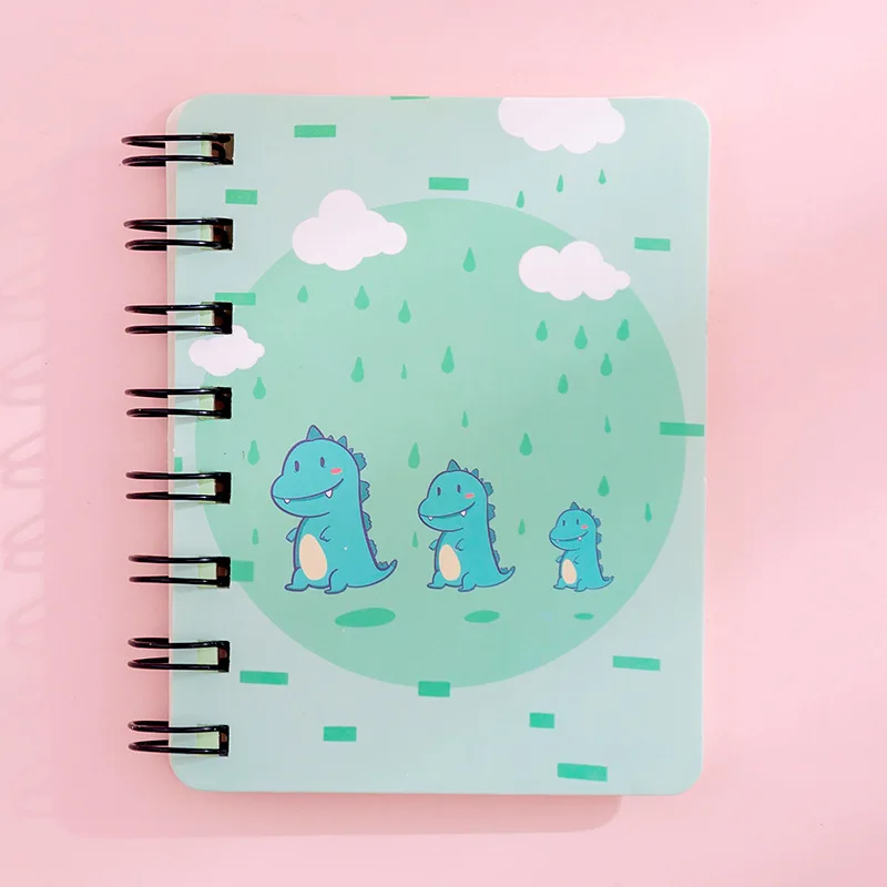 Wholesale Student Stationery Rounded Corners Cute Dinosaur Double Spiral Coil Mini Notebook For Children