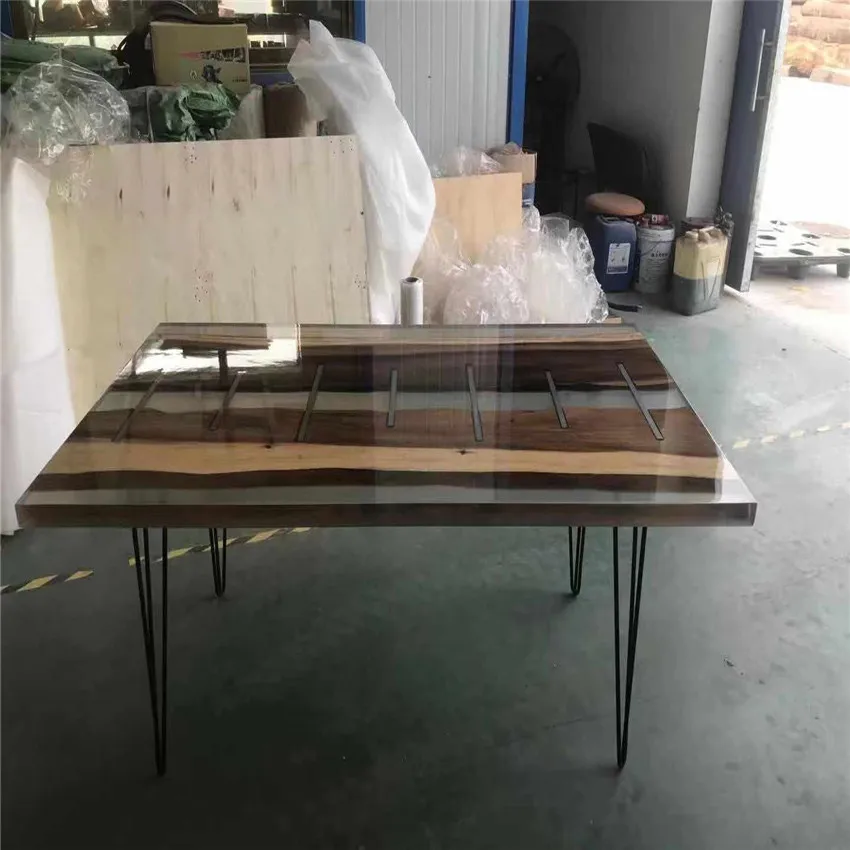 Modern Appearance and  oak epoxy resin Dining Table  Specific Use dining table set