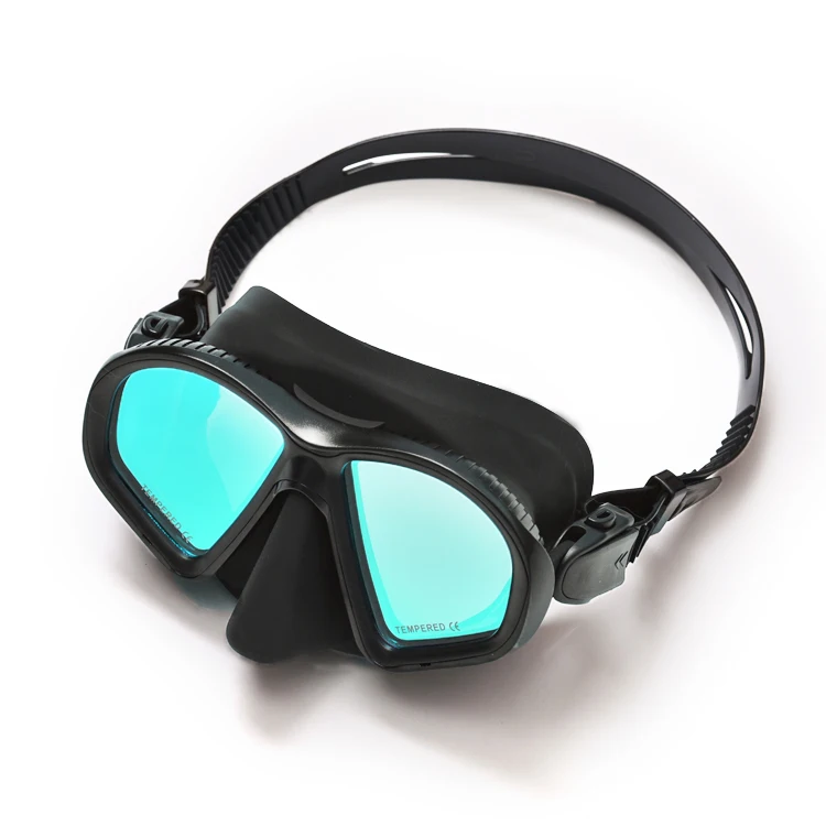 
Adult Anti-fog free dive head sea tempered glass plating lens diving mask 